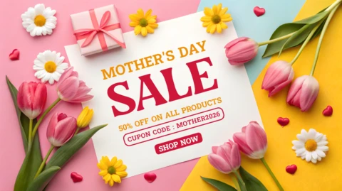 Spring Floral Mother's Day Sale Template Design – Realistic Spring Vibes Banner