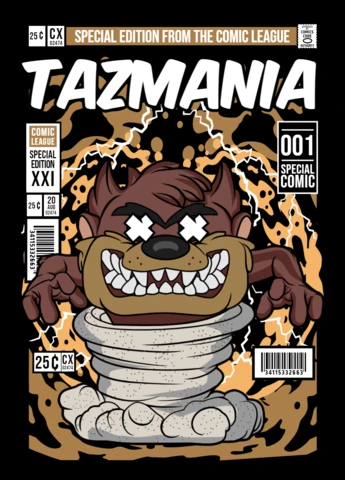 Plantilla de diseño de portada de revista con el personaje de dibujos animados Taz