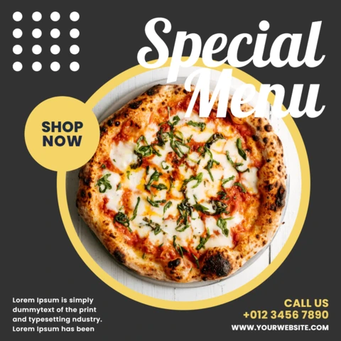 Cheerful Geometric Visual Pizzeria Instagram Post Design Template