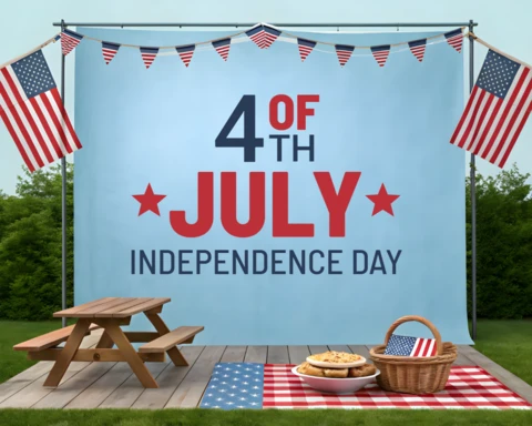 Modelo de design para celebração do dia da independência, 4 de julho, com tema de piquenique.