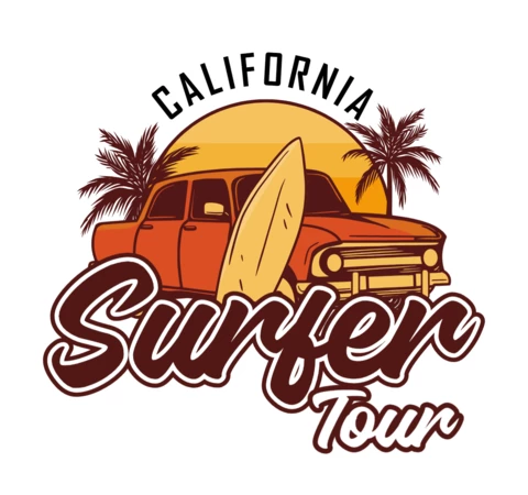 California Surfer Tour T-shirt Design Template
