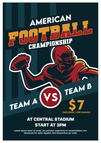 Amerikan futbolu poster tasarım şablonu