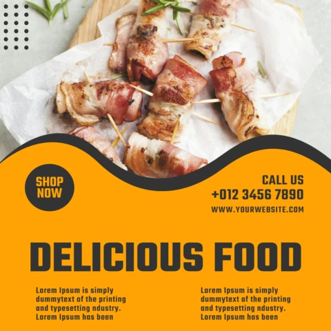 Przykuwający uwagę szablon posta w mediach społecznościowych na reklamę restauracji