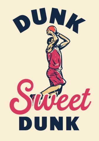 Basketball Player Doing Slam Dunk Vintage T-shirt Design Template