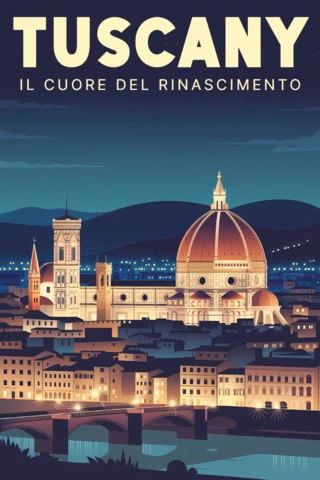 Tuscany Vintage Illustration Design Template for Travel Posters