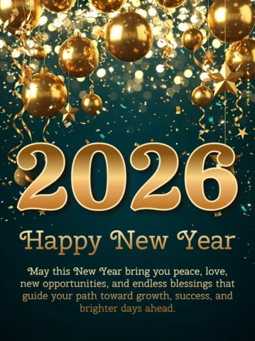 Elegant New Year Celebration Template with Gold Balloons for Festive Greeting Cards