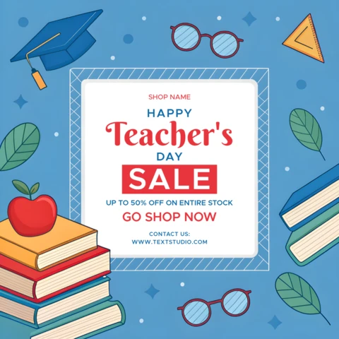 Colorful Teacher's Day Sale Design Template – Editable Promotional Graphic