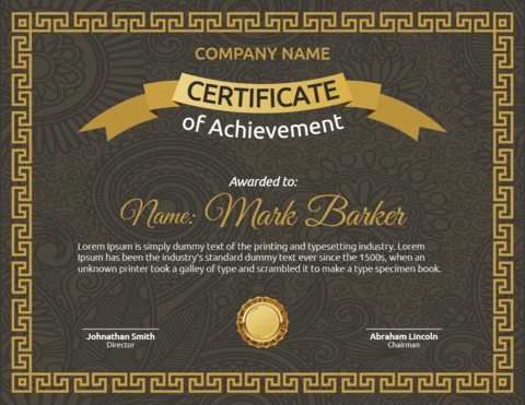 Elegante certificado de reconocimiento vintage marco poste plantilla de diseño