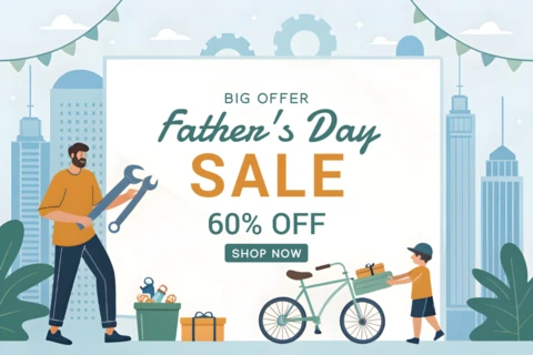 Father's Day Sale Design Template - Playful and Modern Style with Promotion