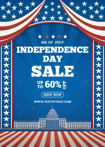 Independence Day Sale Design Template with Patriotic Red White and Blue Elements