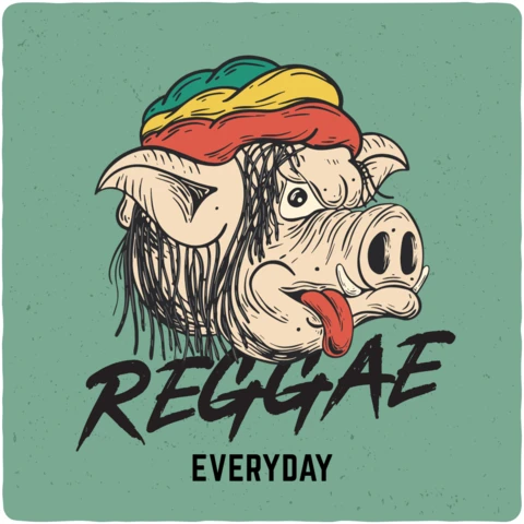 Funny Rasta Reggae Pig T-Shirt Design Template