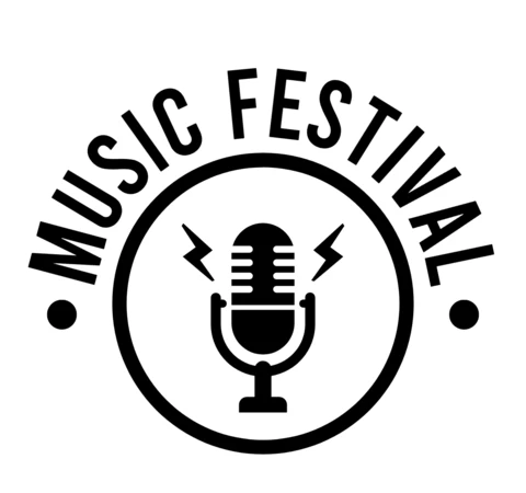 Modello di logo per festival musicale nero