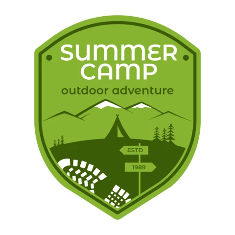 Summer Camp Outdoor Adventure Badge Template Design