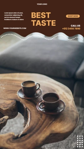 Modelo de design de postagem de história do Instagram de cafeteria com o melhor sabor