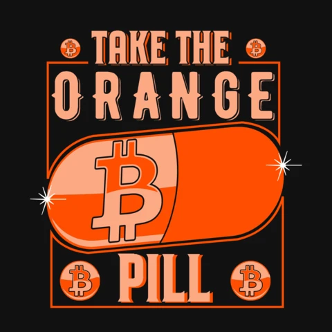 Die orange pille bitcoin t-shirt design vorlage