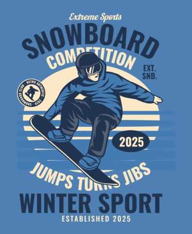 Snowboard Champion Winter Sport T-shirt Design Template