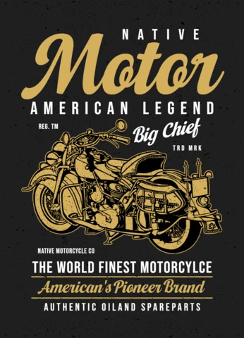 Native Motorcycle T-shirt Design Template