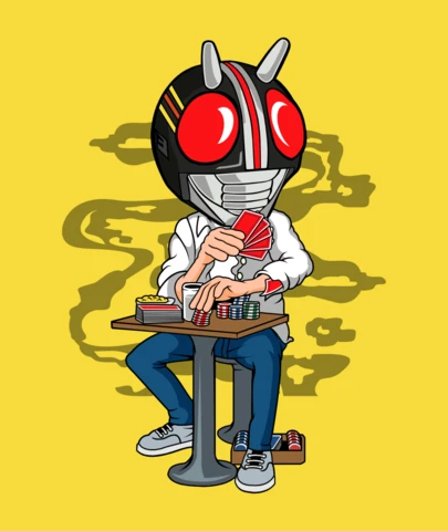 Kamen Rider Gambler Comic Caricature Pop Culture T-Shirt Design Template