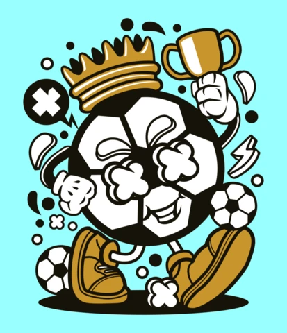 Soccer King Cartoon Character Poster Design Template