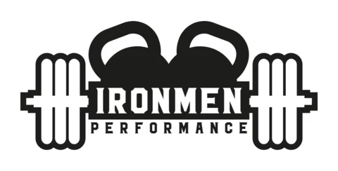 Modelo de design do logotipo da academia de ginástica Iron Men Performance