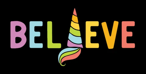 Believe Unicorn Typography T-shirt Design Template