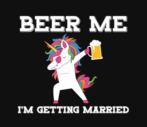 Verheiratetes einhorn mit bier t-shirt design vorlage