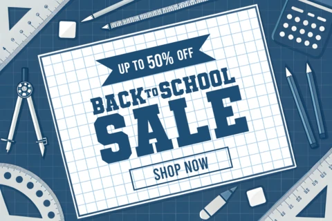 Back to School Sale Template Design with Geometric Elements for Promotional Flyers