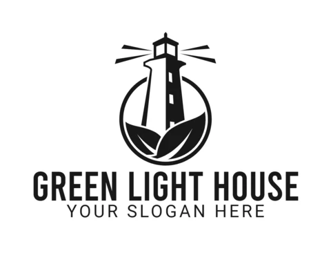 Green Light House Logo Design Template