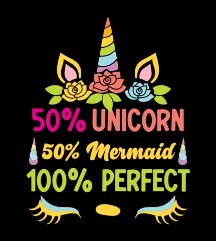 Unicorn and Mermaid Typography T-shirt Design Template