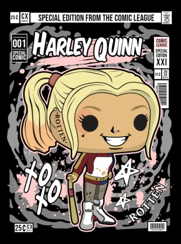 Harley Quinn Cartoon Character Magazine Cover Design Template