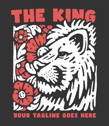 The Kingwith Lion Face T-shirt Design Template