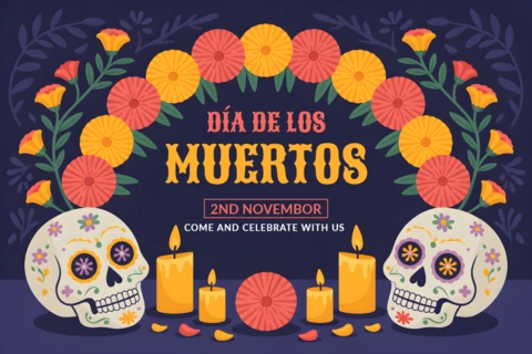 Colorful Día De Los Muertos Design Template for Festive Posters