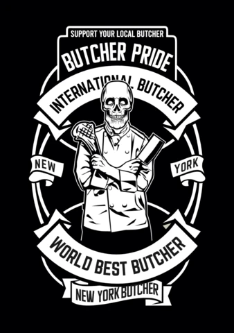 Skull Butcher T-shirt Design Template