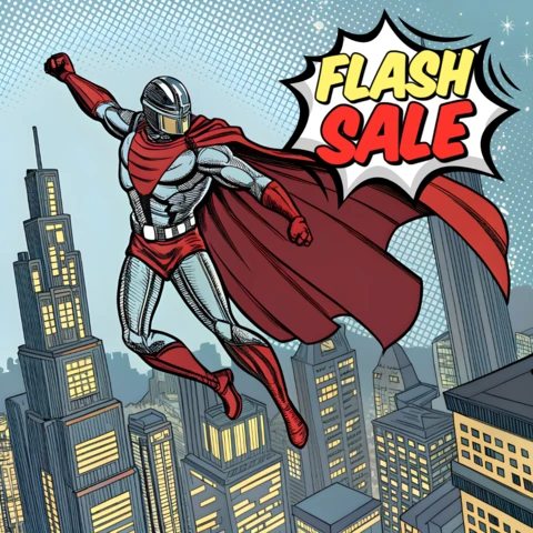 Comic Style Superhero Flash Sale Promotional Template Design