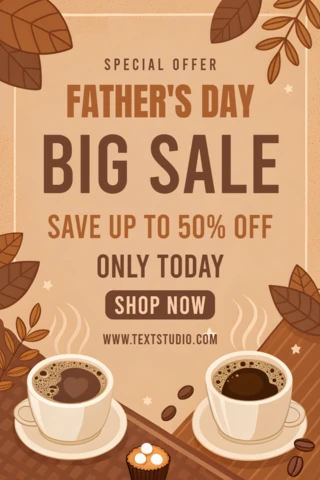 Editable Father's Day Sale Design Template - Cozy Coffee Shop Aesthetic