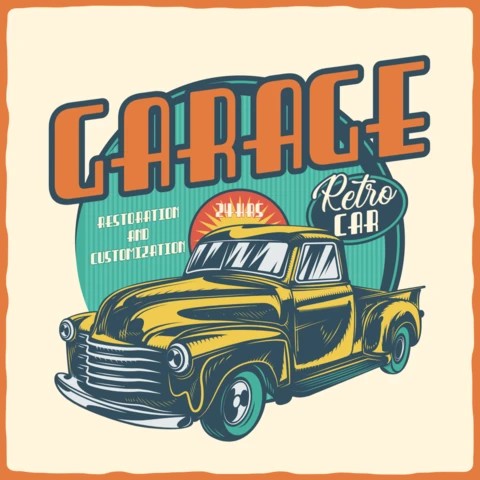 Retro Car Garage T-Shirt Design Template