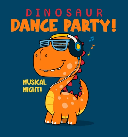 Plantilla de diseño de fiesta de baile con dinosaurios para eventos infantiles