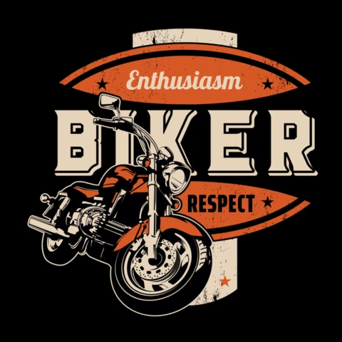 Enthusiasm Biker Respect Vintage T-shirt Design Template