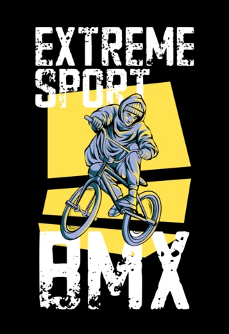 Plantilla de diseño de camiseta de deporte extremo BMX, montar duro, superar límites, dominar las calles.