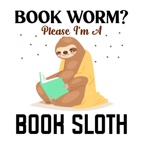 Book Worm Please I'm A Book Sloth T-Shirt Design Template