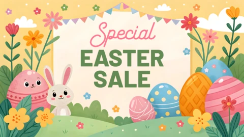 Whimsical Easter Sale Design Template for Festive Promotions