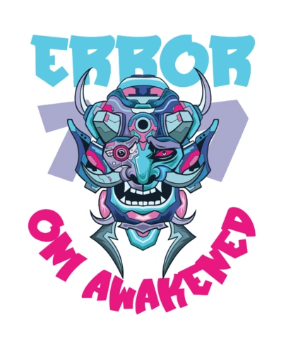 Error 777 Oni Cyber Demon Mask with Oni Awakened T-Shirt Design Template