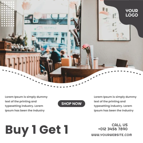 Koop 1 krijg 1 koffie sale instagram post ontwerpsjabloon