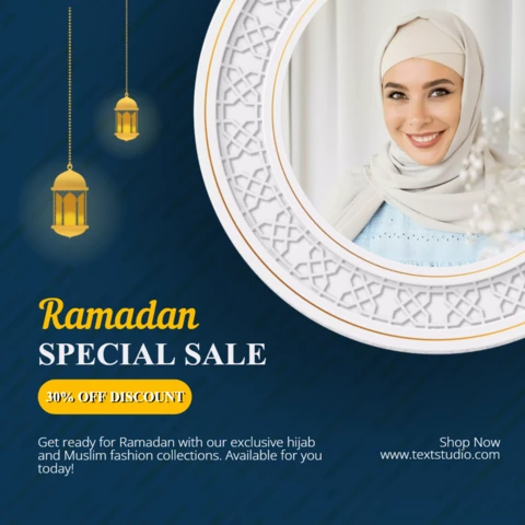 Blue And Yellow Modern Ramadan Special Sale Instagram Post
