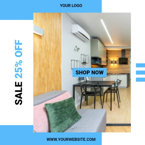 Blue Geometric Collage Instagram Commercial Post Design Template