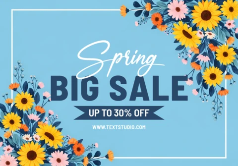 Spring Sale Promotional Template with Floral Design for Posters