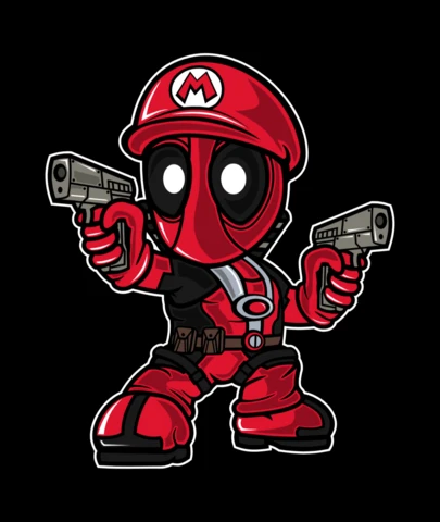 Mario Deadpool Pop Culture T-Shirt Design Template