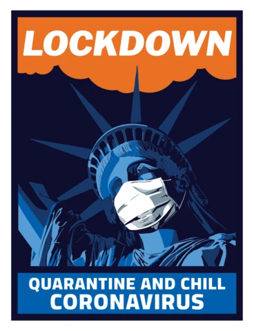 Liberty Statue Virus Lockdown T-shirt Design Template