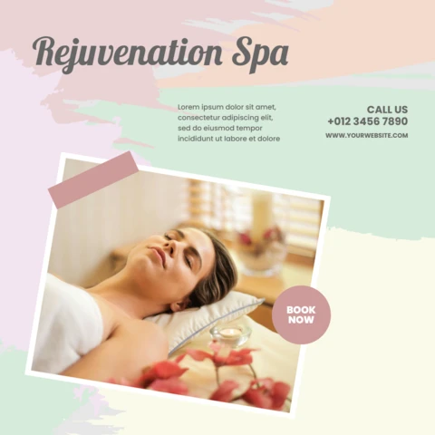 Pastel Spa Center Promotional Social Media Post Design Template
