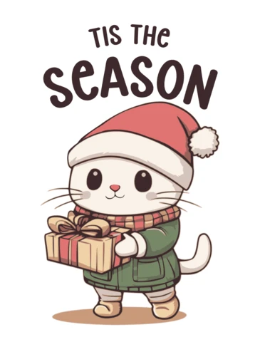 Plantilla de diseño de personaje de gato festivo para tarjetas de felicitación navideñas